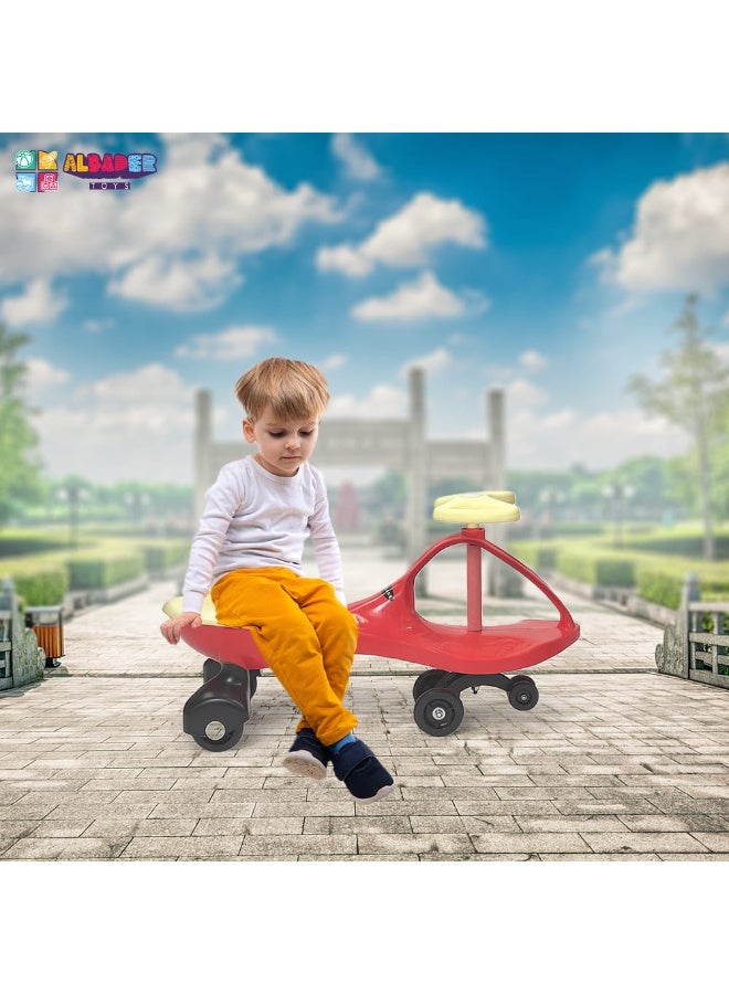 AL BADER Misura Twister Magic Ride on Kids Car, Kids Ride-On Twist Car With No Batteries, Push Ride on Toy Baby Car For Ages 2-6 Years, Swing Car Sliding PU Wheels Swing Anti-rollover Walker, Red - Image 5
